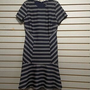 The Limited Large Pink Navy Striped Short Sleeve Knee Length Dress L‎